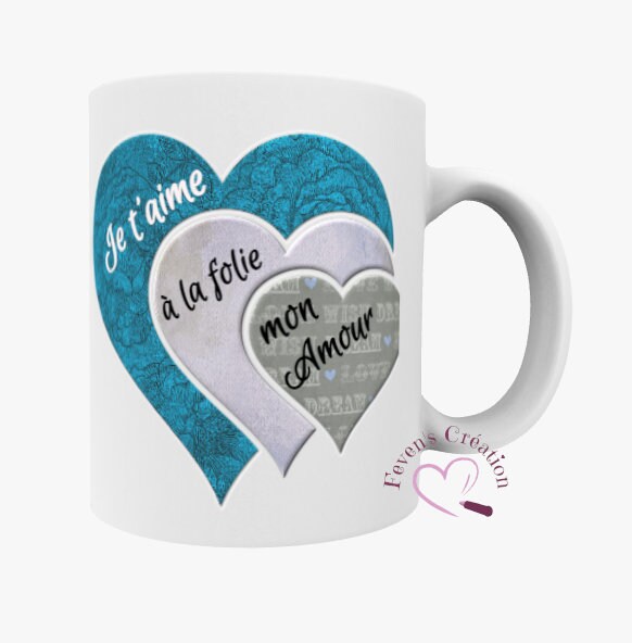 Mug Blanc - Mug Amour Chaque Battement de Mon Coeur Est Un Je T'aime Que T'envoie Personnalisable