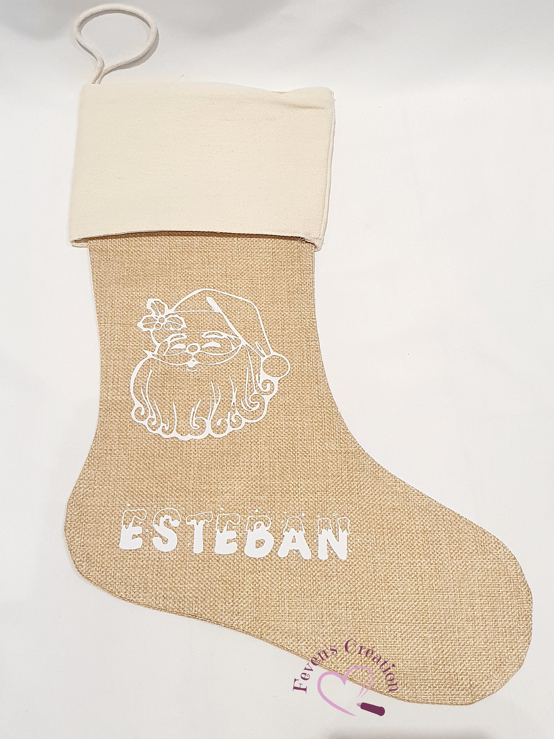 Chaussette de Noel Personnalisée/Chaussette Noël Jute/Botte Jute