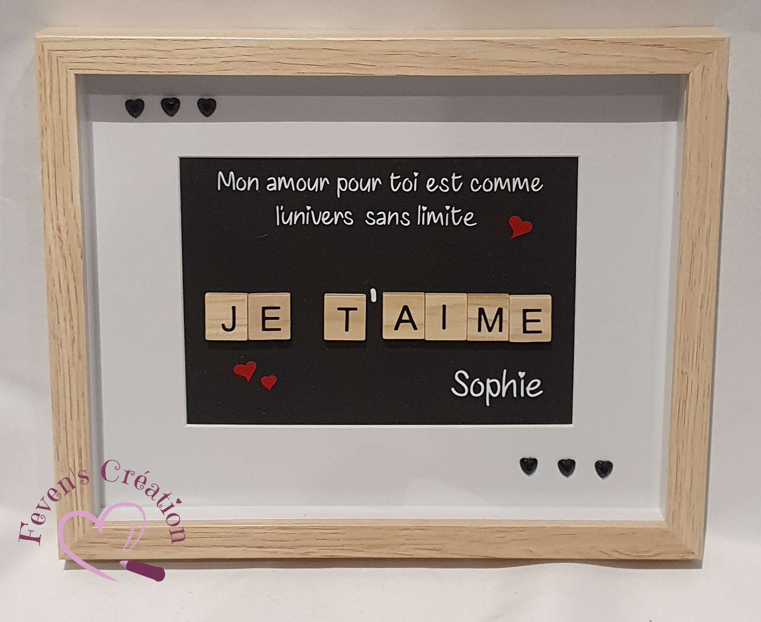 Cadre Je T'aime - Mon Amour Pour Toi Est Comme L'univers Sans Limite | Cadre Façon Scrabble