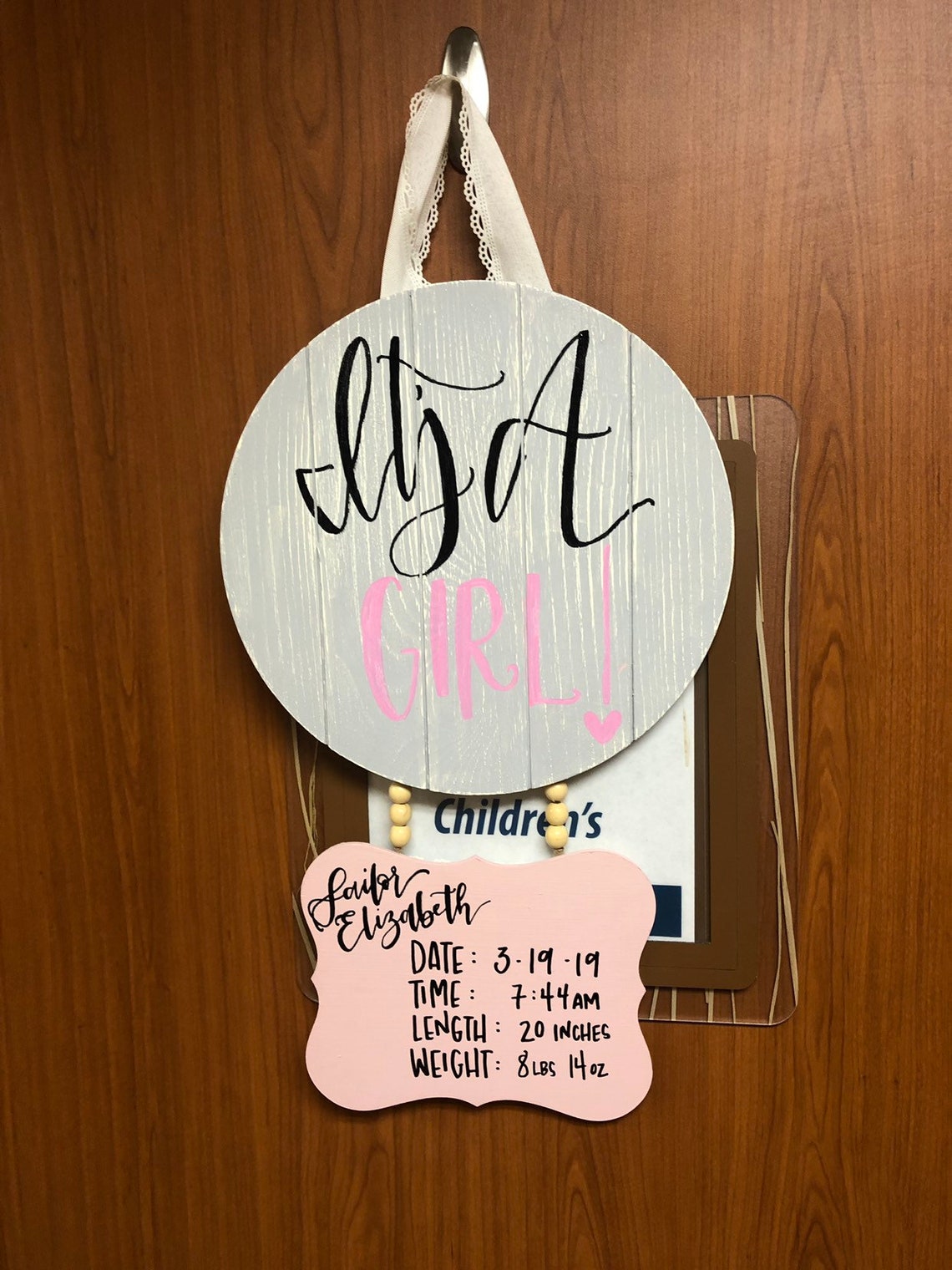 Baby Girl Door Hanger for Hospital Etsy