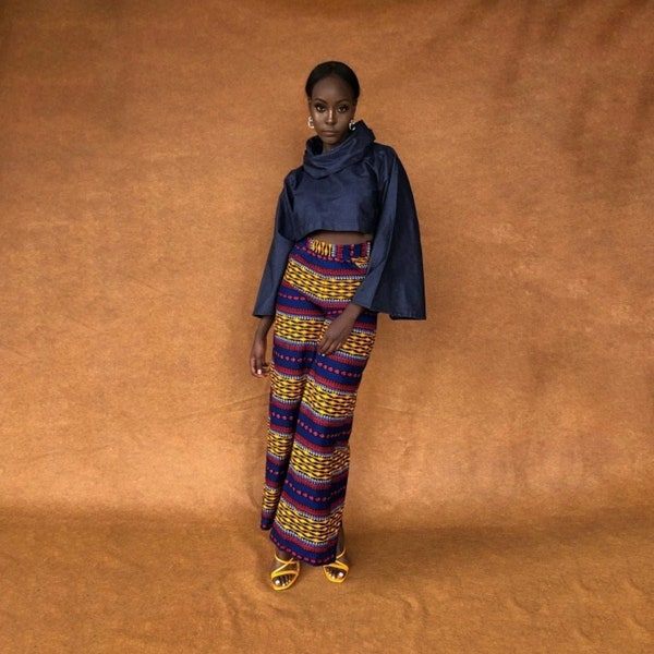 Viola African Print Pants | High Waist Pants | Wide Leg Pants| Wax Print Trousers | African Outfits For Women | Multicolor Pants