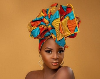 African Print Head Wrap. Ankara Head Wrap. African Turban. African Head Piece.