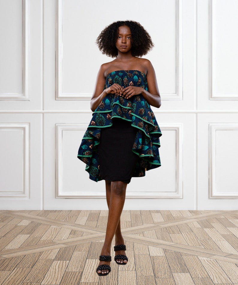 Wear in 4 Ways Peacock African Print Top African Print Skirt Women African Fashion African Outfits For Women Ankara Top Ankara Skirt image 2