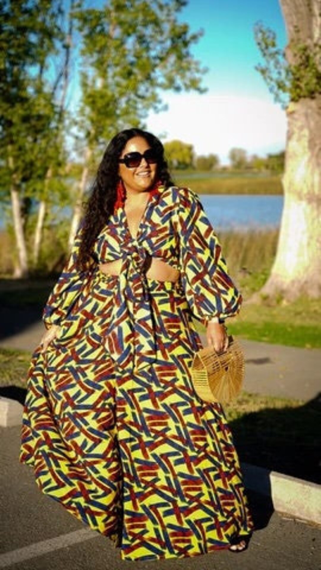 African Abstract Print Twopiece Set. Vacation Matching Set. African Skirt. Plus Size. Suit
