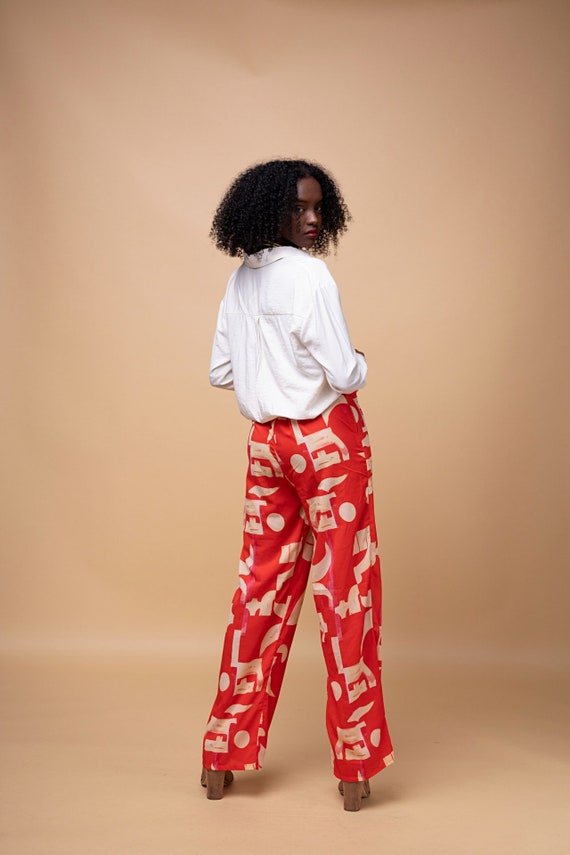 Red hotsell chiffon pants
