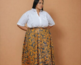 Orange Palm Reversible Wrap Skirt