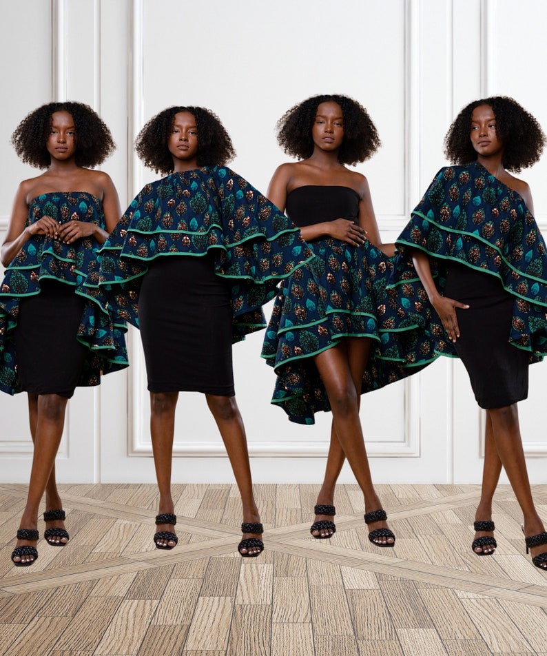 Wear in 4 Ways Peacock African Print Top African Print Skirt Women African Fashion African Outfits For Women Ankara Top Ankara Skirt image 1