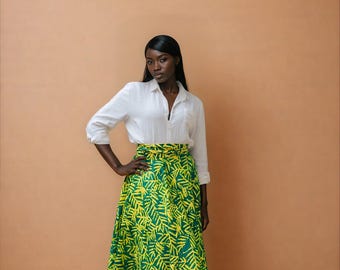 Yellow Palm Reversible Wrap Skirt