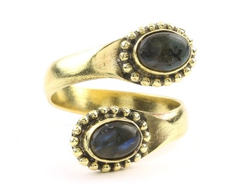 Imam Ring, Brass Labradorite Ring, Yoga Jewelry, Tribal, Ethnic Ring, Gypsy, Hippie Jewelry, Festival Jewelry, Boho