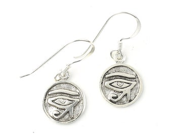 Sterling Silver Eye of Rah Earrings, Eye of Horus, Egyptian, Boho, Bohemian, Gypsy, Festival Jewelry