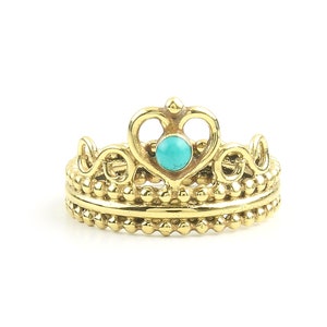 Turquoise Crown Ring, Brass Turquoise Ring, Yoga Jewelry, Tribal, Ethnic Ring, Gypsy, Hippie Jewelry, Festival Jewelry, Boho