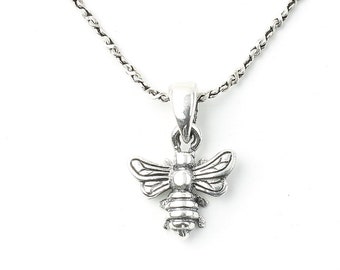 Honey Bee Sterling Silver Necklace, Bee Jewelry, Minimal, Spiritual, Boho, Gypsy, Festival Jewelry