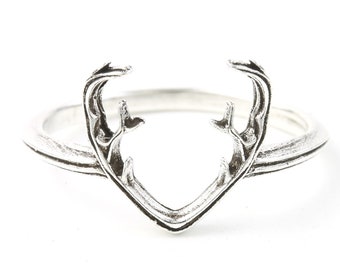 Sterling Silver Antler Ring, Stag Ring, Deer Horns, Bones, Boho, Bohemian,  Festival, Hippie, Gypsy, Animal,