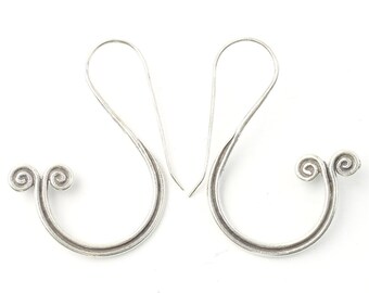 Kata Earrings, Sterling Silver Spiral Earrings, Ethnic, Boho, Bohemian, Gypsy, Festival Jewelry