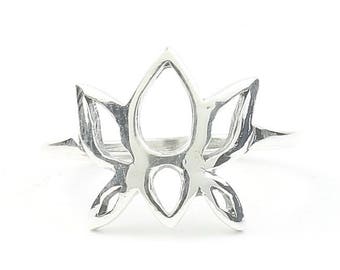 Sterling Silver Lotus Flower Ring, Yoga Jewelry, Meditation, Spiritual, Nature, Flower, Boho, Bohemian, Gypsy, Hippie, Festival Jewelry