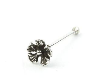 Sterling Silver Flower Nose Stud, Flower Nose Pin, Nose Jewelry, Boho, Bohemian, Gypsy, Festival Jewelry