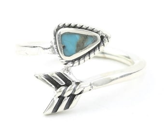 Sterling Silver Turquoise Arrow Ring, Boho, Bohemian, Gypsy, Festival Jewelry, Gemstone, Southwestern