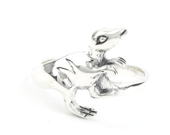 Sterling Silver T-rex Ring, Dinosaur Ring, Archeology, Prehistoric, Festival Jewelry, Animal Jewelry