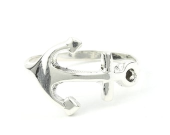 Sterling Silver Anchor Ring, Nautical ring, Sideways Anchor Ring, Coastal, Ocean, Sea, Fisherman