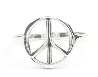 Sterling Silver Peace Sign Ring, Silver Peace Ring, Hippie Ring, Boho Ring, Festival Jewelry