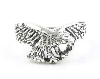 Sterling Silver Eagle Ring, Bird, Biker Jewelry, Motorcycle Jewelry, Boho, Bohemian, Gypsy, Festival Jewelry, Animal Jewelry