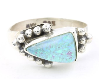 Opal Refuge Ring, Sterling Silver Opal Ring, Blue Lab Opal, Stone, Festival Jewelry, Gemstone, Boho, Gypsy, Hippie, Spiritual