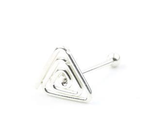 Sterling Silver Spiral Triangle Nose Pin, Geometric, Minimal, Nose Jewelry, Nose stud, Boho, Bohemian, Gypsy, Festival Jewelry