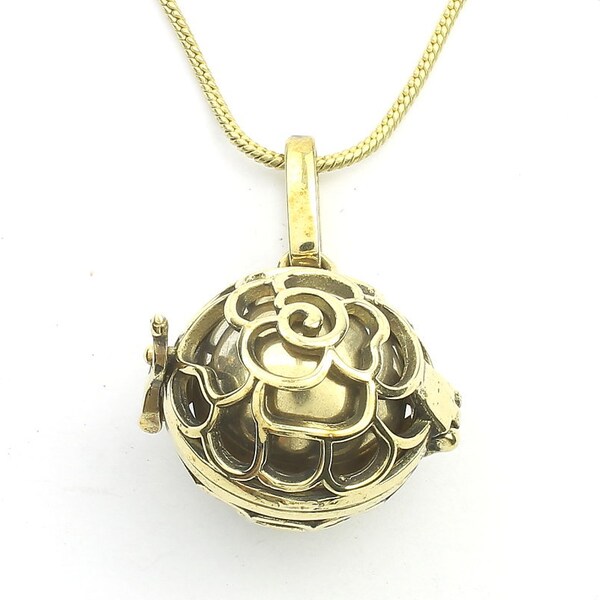 Rose Bola Necklace, Harmony Ball Pendant, Pregnancy Gift, Locket, Meditation, Festival Jewelry, Boho, Gypsy, Hippie, Spiritual