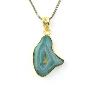 Green Agate Crystal Necklace, Raw Stone Necklace, Crystal Necklace, Raw Stone Jewelry, Festival Jewelry, Boho, Hippie