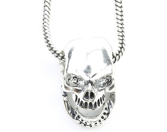 Skull Necklace, Bones, Skeleton Necklace, Biker Jewelry, Motorcycle, Festival Jewelry