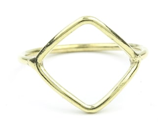 Brass Diamond Ring, Geometric, Minimal Ring, Modern Ring, Festival Jewelry, Gypsy Jewelry, Boho