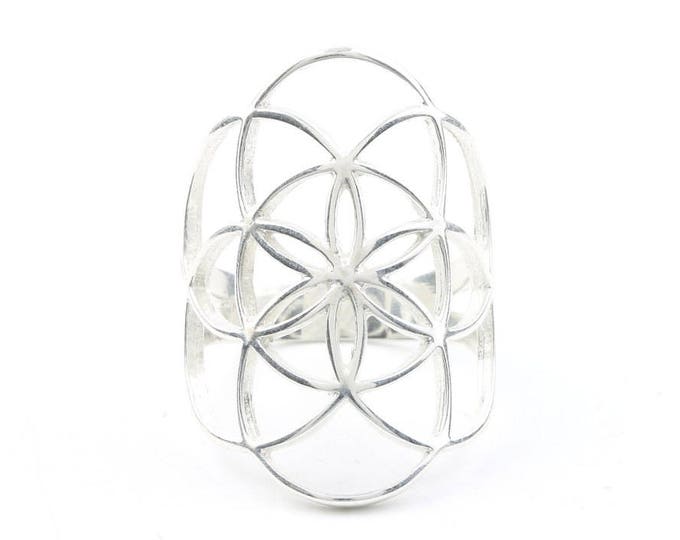 Featured listing image: Sterling Silver Seed Of Life Ring, Sacred Geometry Ring, Bohemian, Boho, Gypsy, Festival, Yoga, Meditation Jewelry