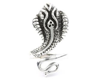 Sterling Silver Snake Ring, Cobra Ring, Biker Jewelry, Boho, Bohemian, Wicca, Gypsy, Festival Jewelry, Hippie Jewelry, Nature