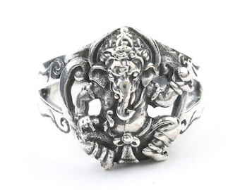 Ganesh Ring, Sterling Silver Ganesha Ring, Elephant, 925, Boho, Gypsy, Festival Jewelry, Hippie Jewelry, Hindu, Deity