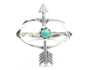 Bow And Arrow Ring, Sterling Silver Turquoise Arrow Ring, Boho, Bohemian, Gypsy, Festival Jewelry, Gemstone, Southwestern