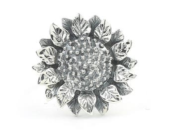 Sterling Silver Sunflower Ring, Flower Ring, Boho, Gypsy, Festival Jewelry, Hippie Jewelry, Nature