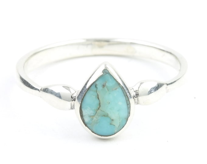 Featured listing image: Desert Rain Turquoise Ring, Sterling Silver Teardrop Ring, Minimal, Modern, Boho, Bohemian, Gypsy, Festival Jewelry, Gemstone, Southwestern