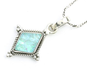 Heaven Snow Opal Sterling Silver Necklace, Lab Opal, Gemstone, Meditation, Spiritual, Boho, Gypsy, Festival