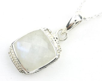 Princess Moon Sterling Silver Necklace, Moonstone Jewelry, Facet Cut, Gemstone, Meditation, Spiritual, Boho, Gypsy, Festival