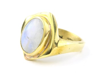 Sun Snow Ring, Heavy Brass Moonstone Ring, Gemstone, Yoga Jewelry, Tribal, Ethnic Ring, Gypsy, Hippie Jewelry, Festival Jewelry, Boho