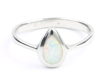Dew Drop Opal Ring, Sterling Silver White Opal Ring, Stone Jewelry, Cosmic, Boho, Gypsy, Minimal, Festival Jewelry, Spiritual, Modern