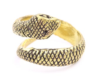 Brass Snake Ring, Wrap Ring, Serpent Ring, Wiccan, Festival Jewelry, Gypsy Jewelry, Boho