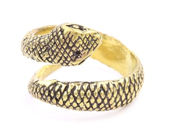 Brass Snake Ring, Wrap Ring, Serpent Ring, Wiccan, Festival Jewelry, Gypsy Jewelry, Boho