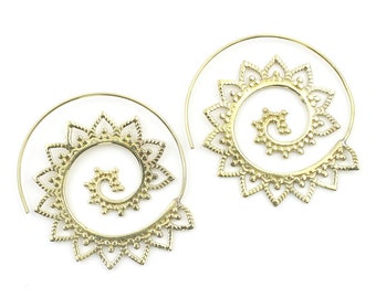 Suez Earrings, Spiral Mandala Earrings, Swirl Earrings, Tribal Earrings, Festival Jewelry, Gypsy Earrings, Ethnic, Yoga