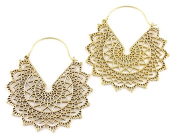Macrame Earrings Mandala Macrame Earrings Hoop Earrings Tribal Earrings Boucles tribal Ethnic Earrings Sacred Geometry Earrings