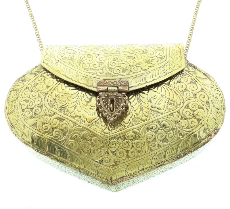 Vintage Brass Purse, Ornate brass bag, Metal Purse