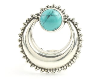 Moonrise Turquoise Ring, Sterling Silver Turquoise Ring, Moon Ring, Stone Jewelry, Gemstone, Southwestern, Boho, Gypsy, Ethnic, Spiritual