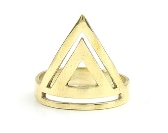 Brass Triangle Ring, Geometric, Minimal Ring, Modern Ring, Festival Jewelry, Gypsy Jewelry, Boho