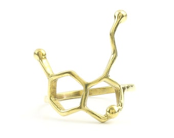 Serotonin Ring, Molecule Ring, Geometric, Minimal Ring, Chemistry Ring, Festival Jewelry, Gypsy Jewelry, Boho