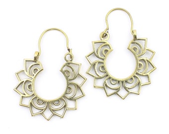 Banha Earrings, Mandala Earrings, Flower Earrings, Brass, Modern Earrings, Festival, Gypsy Earrings, Ethnic